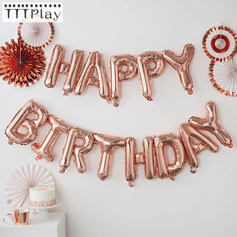 Воздушные шары из фольги в виде букв Happy Birthday розового золота 13 шт./лот | Дом и сад