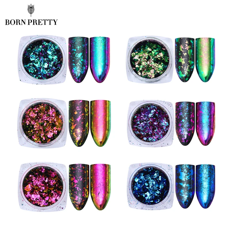 1 коробка нерегулярные хамелеон ногтей блестки красочные флаки порошок Блестки