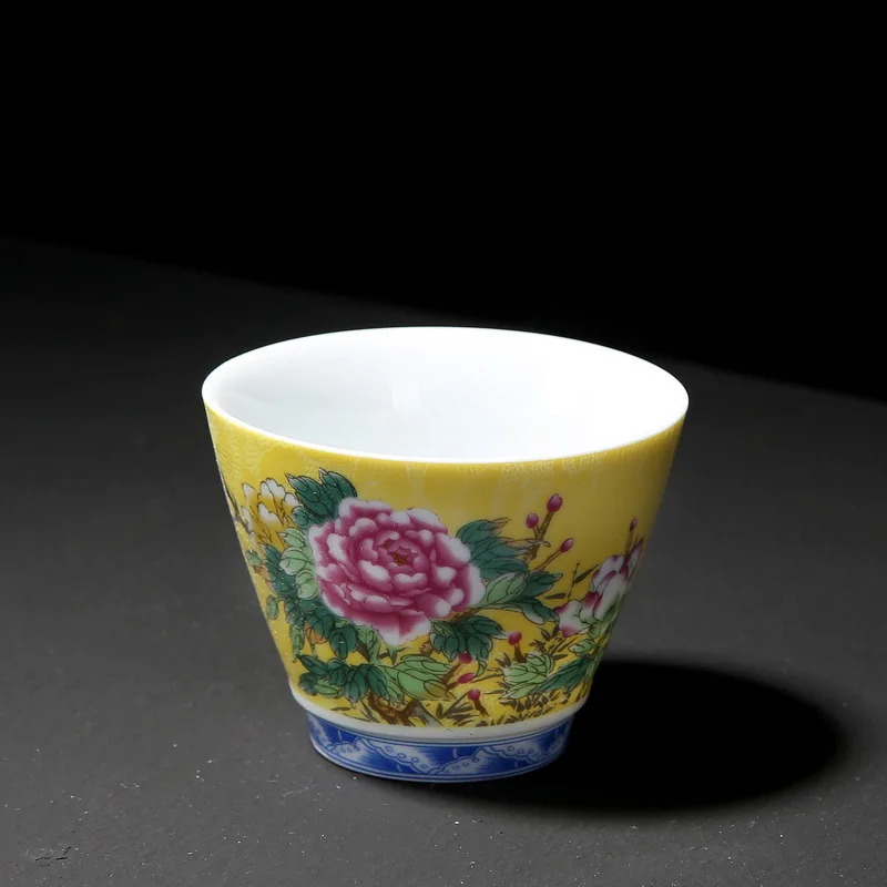 Four Pleasure Cup И в Jindezhen ручной гриль ЦВЕТОК КЕРАМИКА кунгфу онлайн чайная чашка туба мастер чайная чашка чайный набор с чашками Sip чай одна чашка - Цвет: Four Pleasure Cup