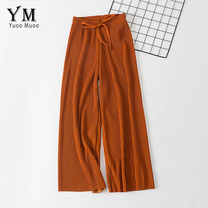 YuooMuoo высокое качество 2019 летние брюки женские свободные широкие с высокой талией