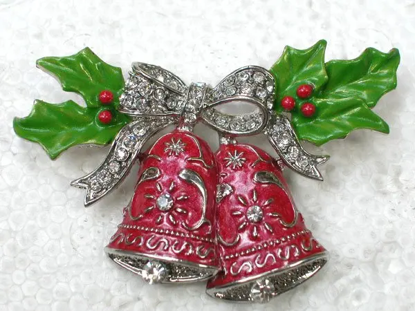 

Rhinestone Christmas Bell Pin brooches C879 a