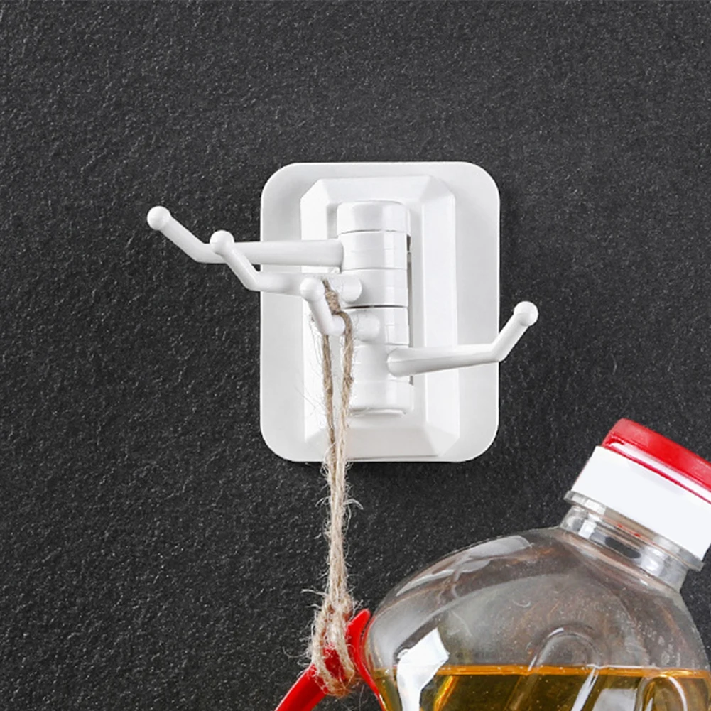 Bathroom Rotatable Hook Storage Rack 4-link Wall Hooks Towel Multi-use Traceless | Дом и сад