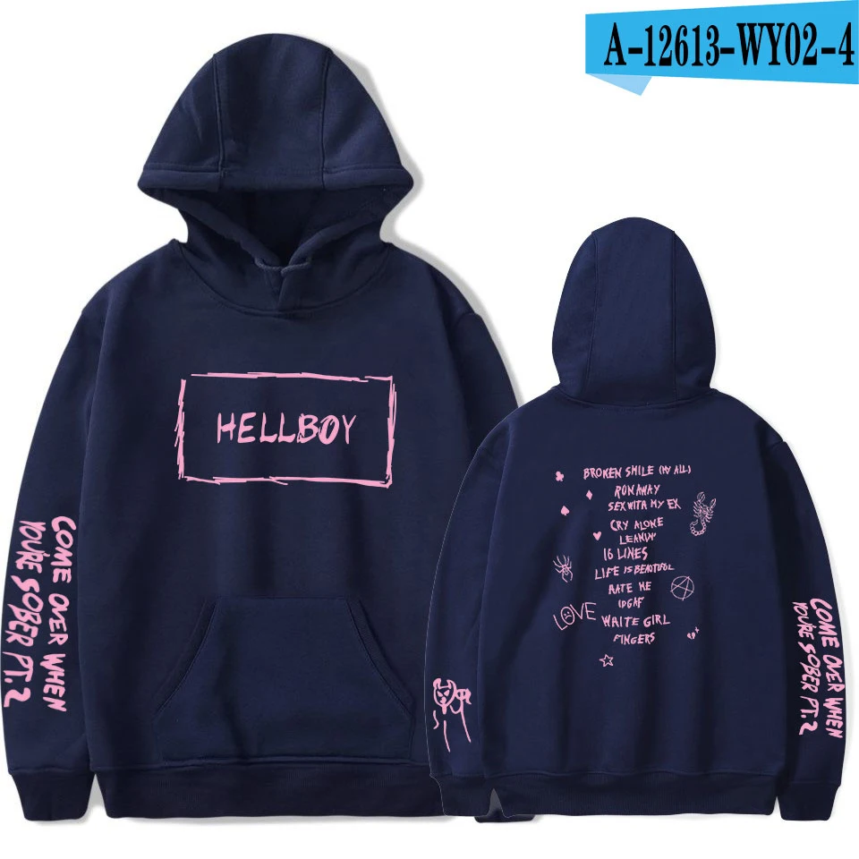 navyblue New lil peep Hoodie Men and Women Fans Sweatshirt Hoodies Sweatshirts Long Sleeve Print Hip Hop lil peep Boy Casual Clothes - Цвет: navyblue