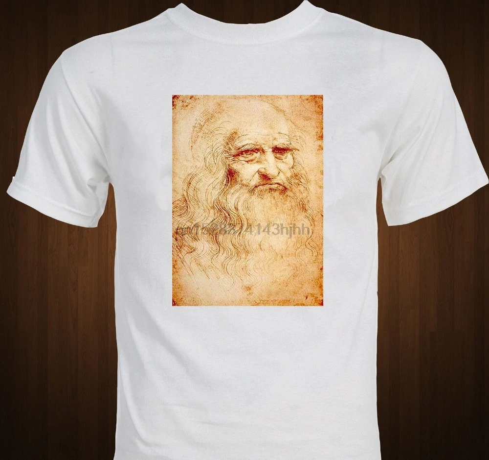 Новая модная мужская футболка с коротким рукавом Leonardo Da Vinci автопортретом
