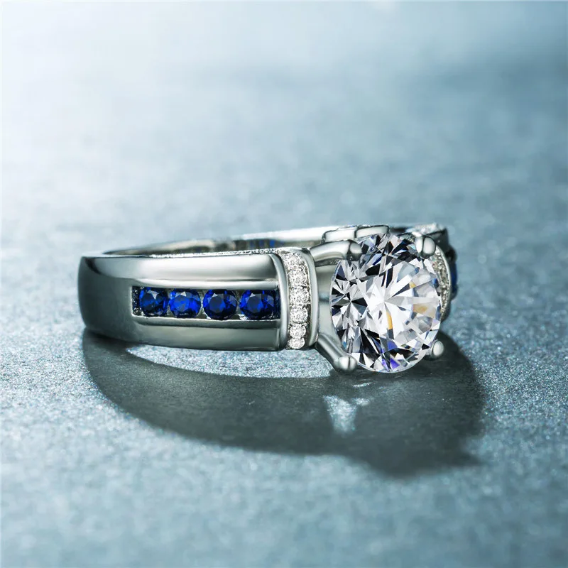 Классические блестящие кольца Visisap круглое циркониевое кольцо для женщин и