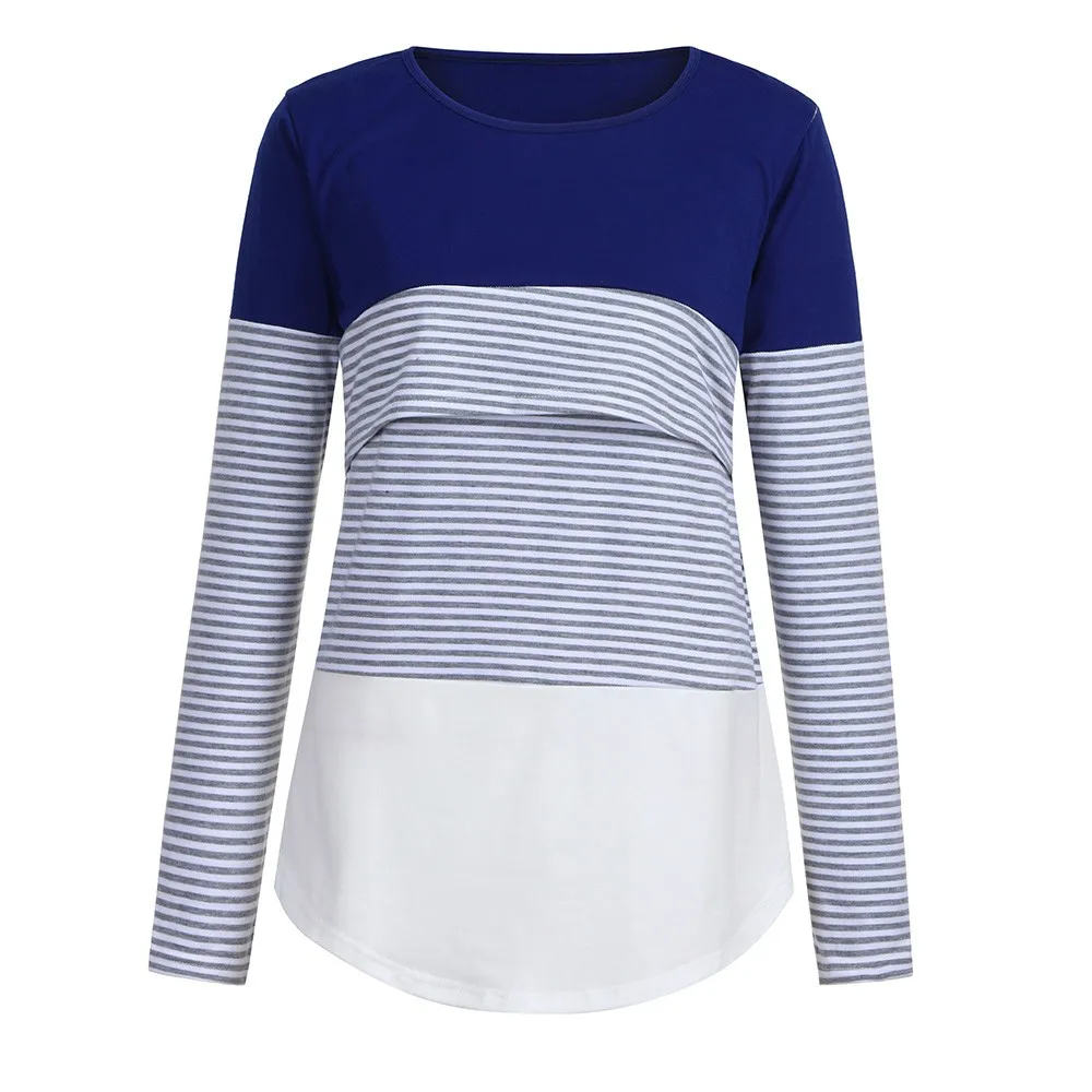 SAGACE повседневные полосатые женские Топы с длинным рукавом для беременных топы