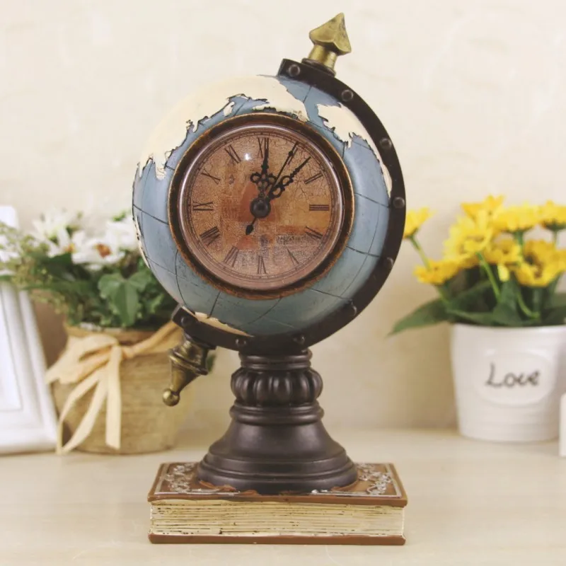 Винтажные часы в стиле ретро с изображением карты земли украшения для дома
