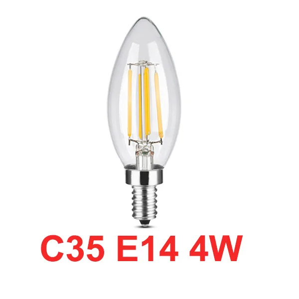C35 E14 4W 220 В светодиодный лампочка накаливания E27 ретро лампа Эдисона E14 винтажный Декор ампулы светодиодный светильник лампа ретро лампа замена лампы накаливания - Цвет: C35 E14 4W