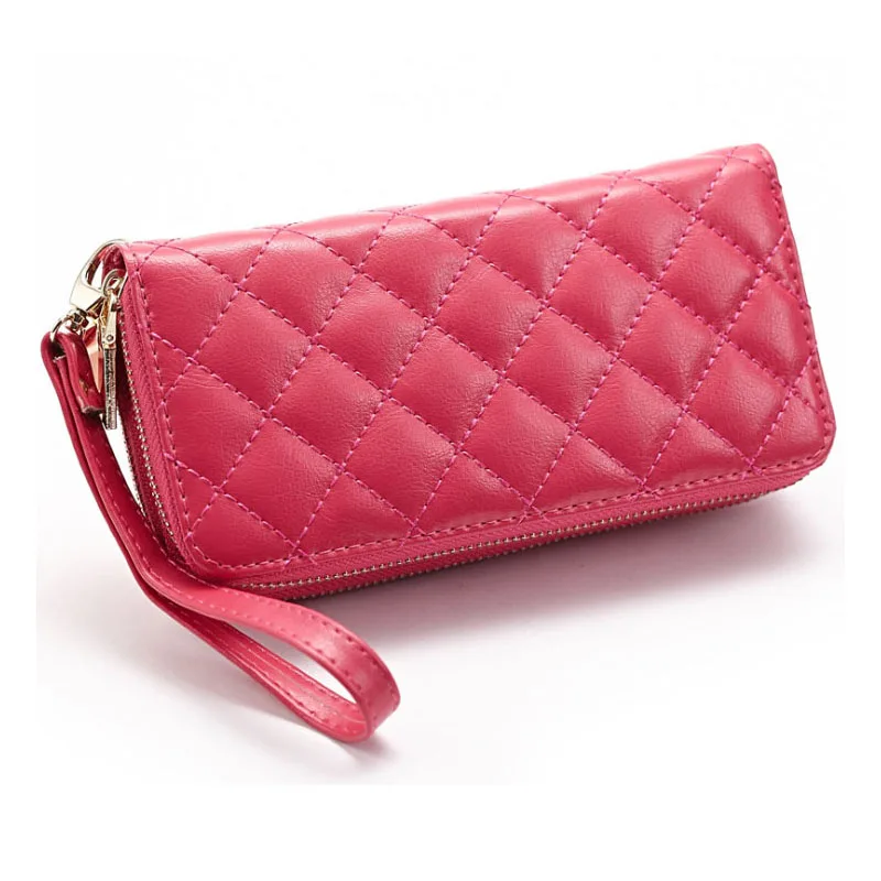 Модные женские бумажники кошелек из натуральной кожи с двойной молнией