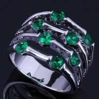 magic green cubic zirconia silver plated ring v0563