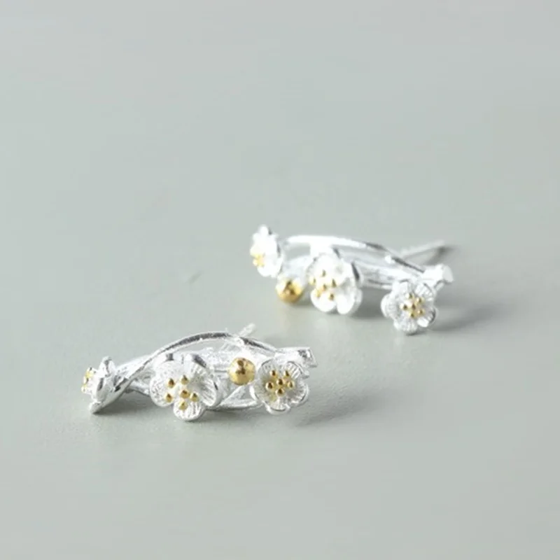 Женские сережки гвоздики Sakura серебристые золотые серьги для дня рождения и