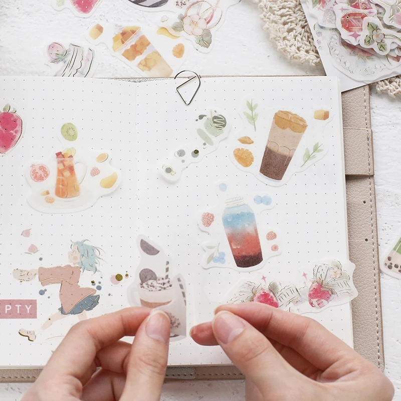 40 шт./пакет Kawaii японские бумажные наклейки Цветочные Фрукты винтажные