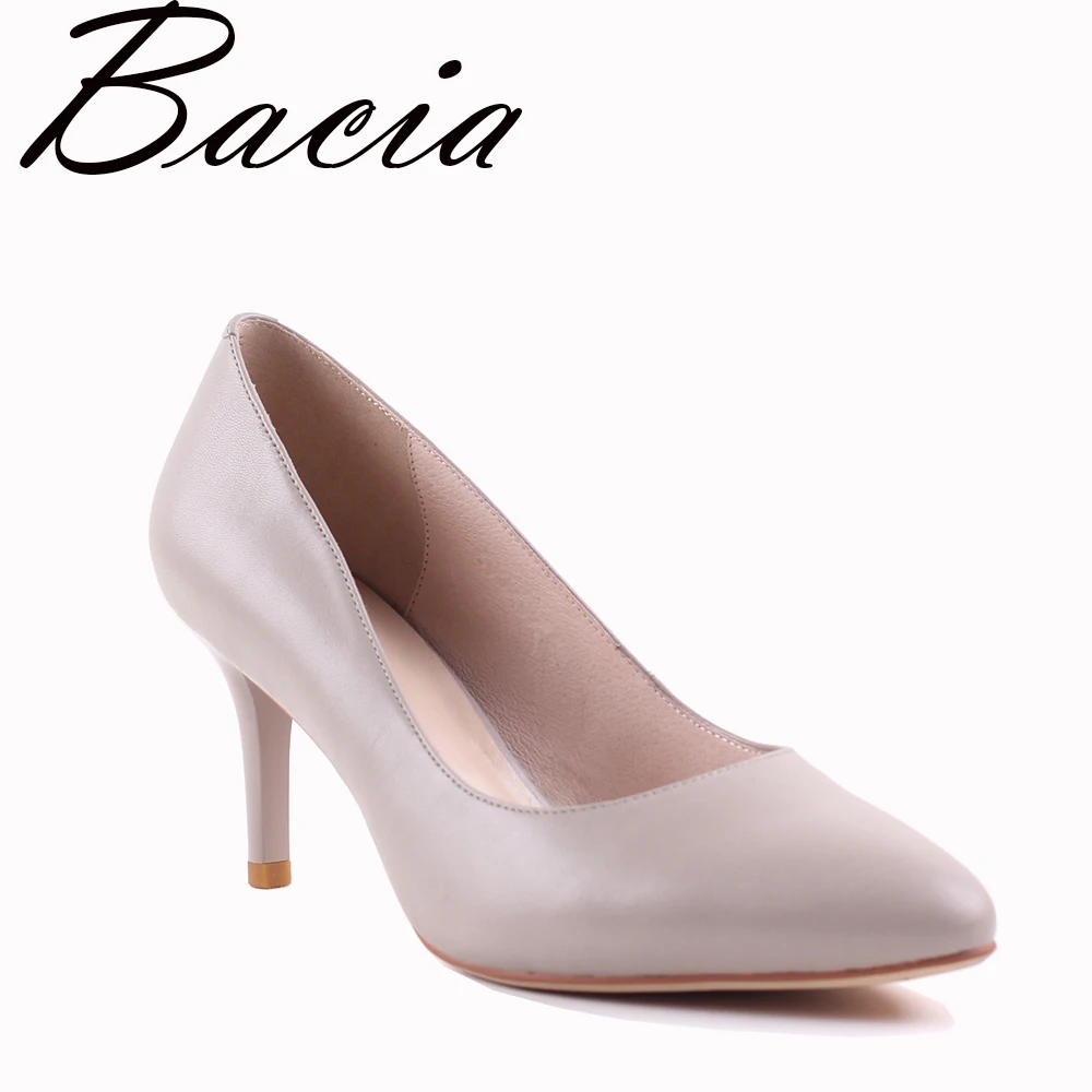 Bacia/новые кожаные туфли на высоком каблуке 7 3 см цвет хаки телесный вечерние