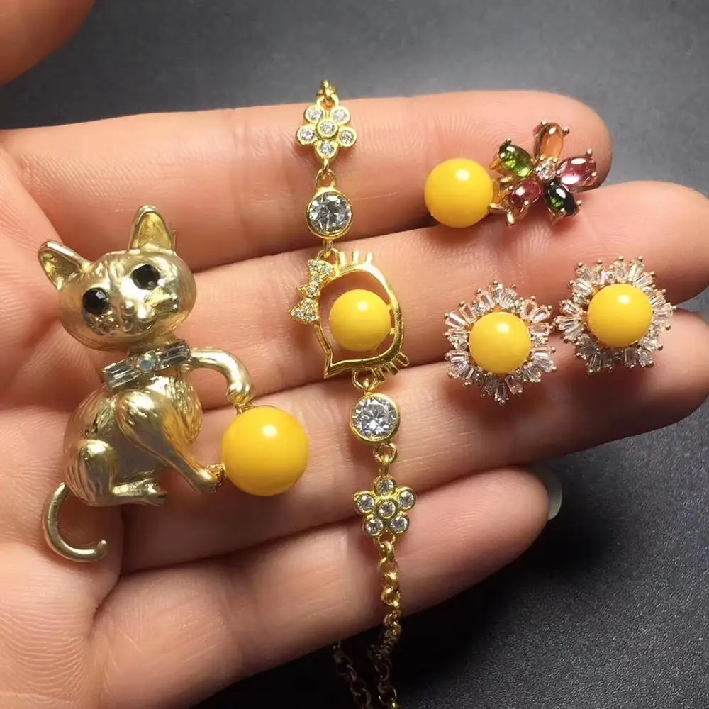 Набор украшений для женщин из серебра 925 пробы с натуральным воском набор |