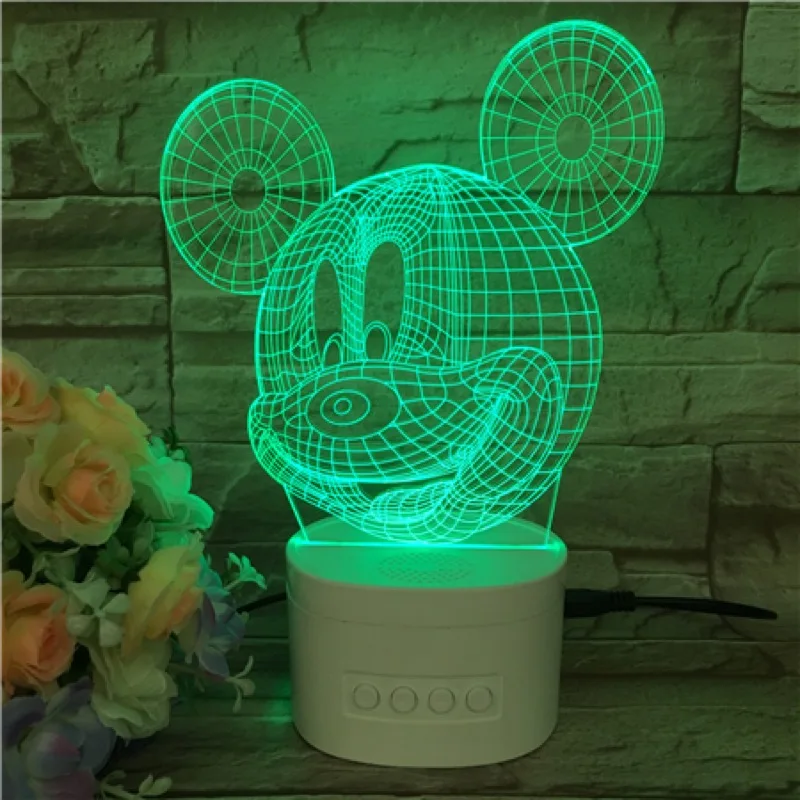 Usb светодиодный 3d-ночник Мультфильм Принцесса Королева Эльза Белоснежка Русалочка Микки фигурка медведя автономный bluetooth-динамик 3d лампа