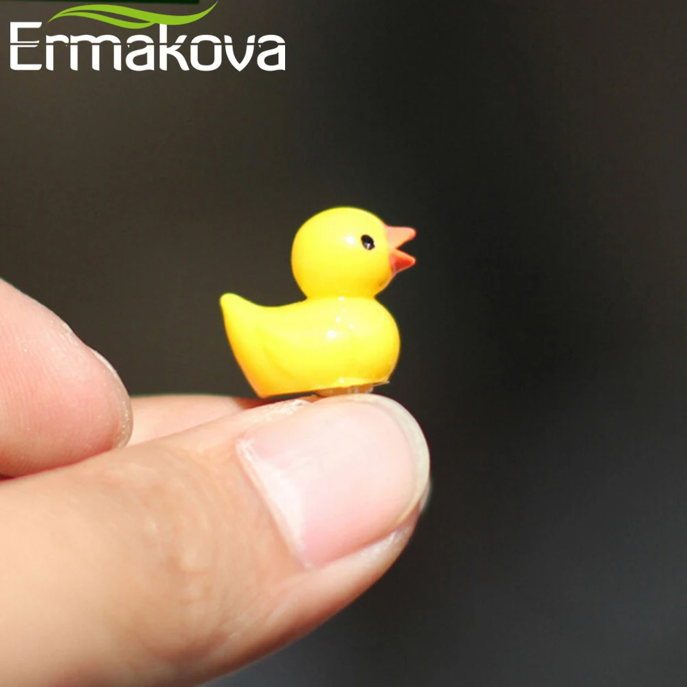 ERMAKOVA 50 шт./лот 18*15 мм Полимерная мини желтая утка фигурка животное миниатюрный