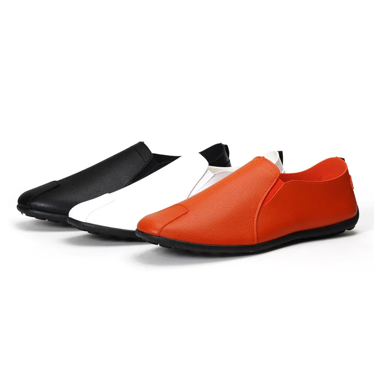 Мужские лоферы из кожи черные модные новинка 2019 повседневные без шнуровки на