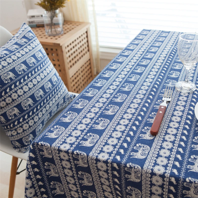 Новые льняные хлопковые кружевные скатерти синий слон скатерть Наволочка Чехол