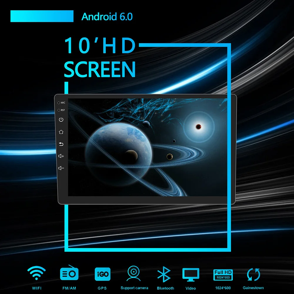 10 1 дюймов 2din Android 6 0 автомобильное радио 1024x600 GPS навигация Bluetooth wifi SWC FM AM сенсорный