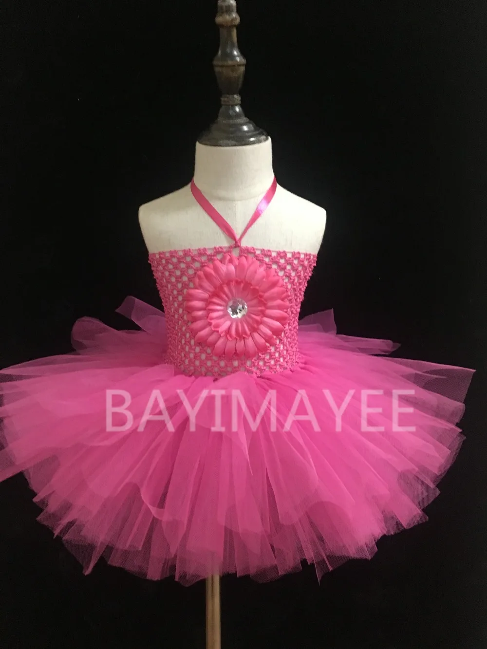 Colorful Baby Crochet Tutu Dress Infant Girls 2Layers Fluffy Tulle Ballet Tutus with 4" Daisy Flower Kids Corset 30Pcs/lot |