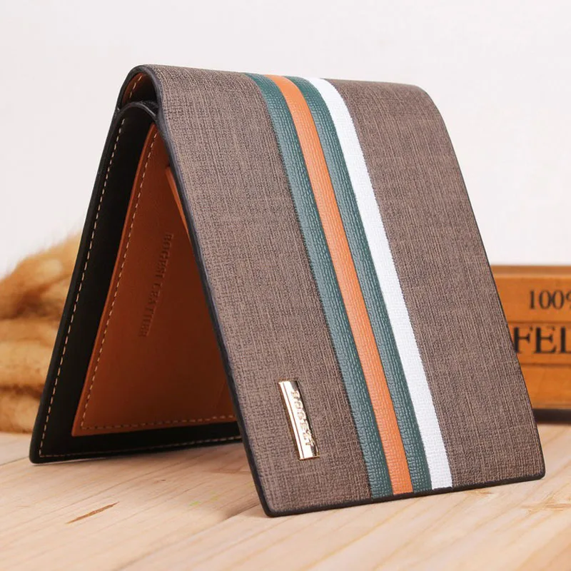 Горячая Распродажа роскошный мужской кожаный кошелек в полоску с 3 складками и