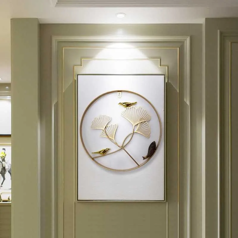 

Chinese Wrought Iron Wall Hanging Hollow Ginkgo Biloba Birds Decoration Restaurant Porch Livingroom 3D Stereo Wall Sticker R2068
