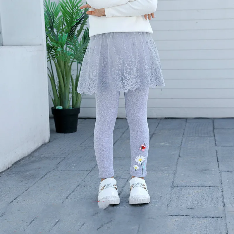Серый Юбка-пачка для маленьких девочек; брюки; детские штаны; брюки-кюлоты; весенне-осенние детские леггинсы для девочек; брюки с бабочками и цветами - Цвет: Серый