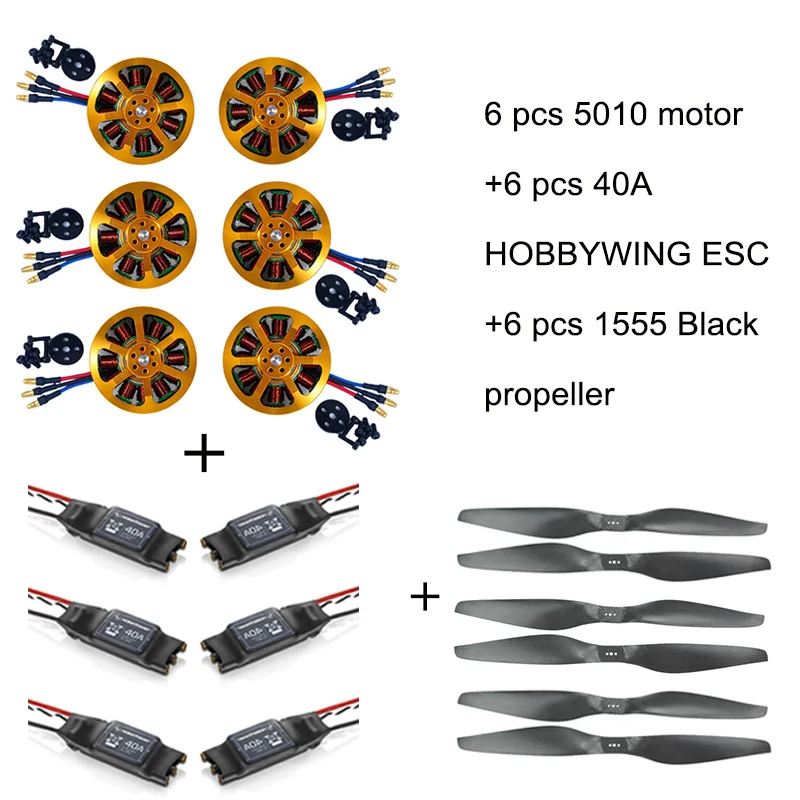 

6 шт. 5010 KV340 + 6 шт. 40A ESC + 6 шт. 1555 пропеллер