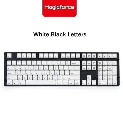White Black Letters MAGICFORCE PBT Two-Color Moulding 108 Key Mechanical Keyboard Keycaps For Mechanical Keyboard Cute Mixed Color PBT Keycaps - Цвет: White Black Letters