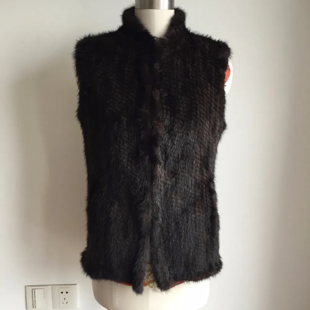 Новые поступления из натуральной норки Меховой жилет женский вязаный меховая