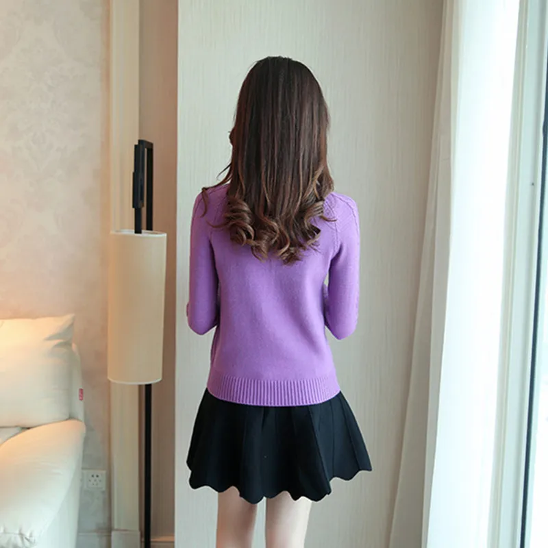 Women sweater Autumn High collar Knit Pullover Long-sleeved Short Sweater Casual Plus size Spring Clothing A149 | Женская одежда