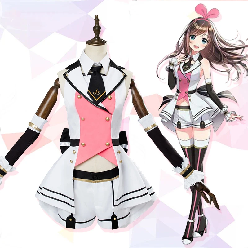 Аниме! YouTube Kizuna AI Channel Goddess новое платье униформа косплей костюм красивая девушка