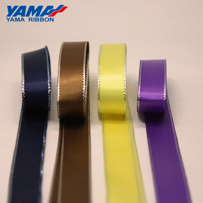 Атласная лента YAMA Silver Edge 0 25 1 5 дюйма 6 9 16 22 38 мм 100 ярдов/партия аксессуары для