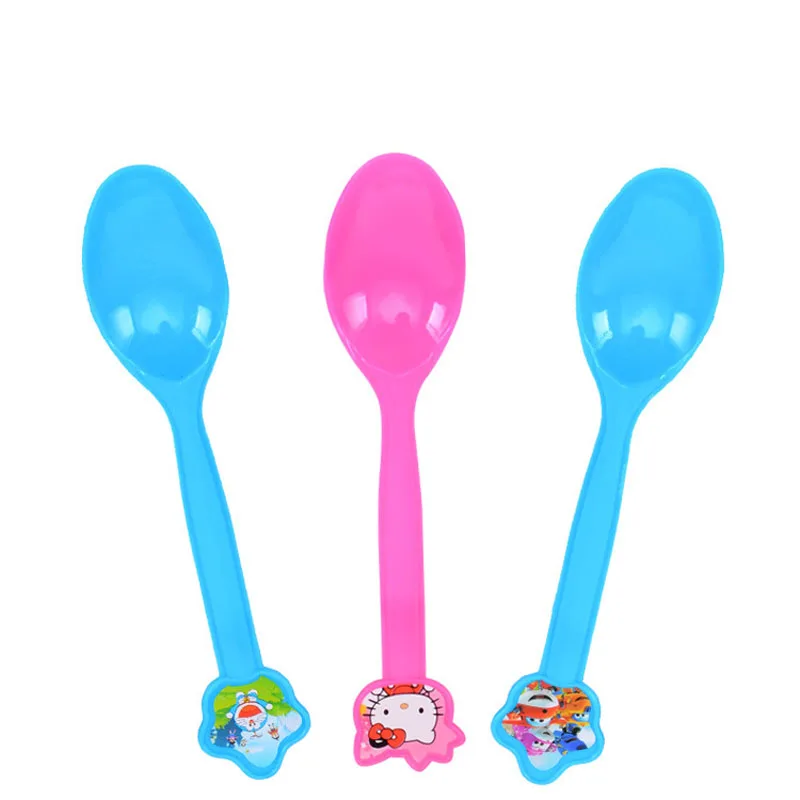 6 шт./компл. Мультяшные одноразовые пластиковые ложки для вечерние ского дня