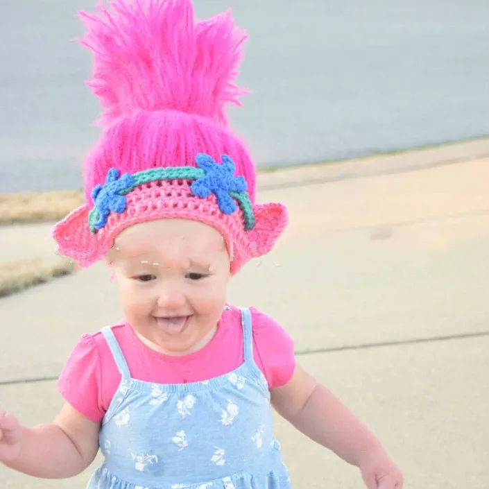 Парик для троллей маскарадная вязаная шапка детская ручная работа подарок на