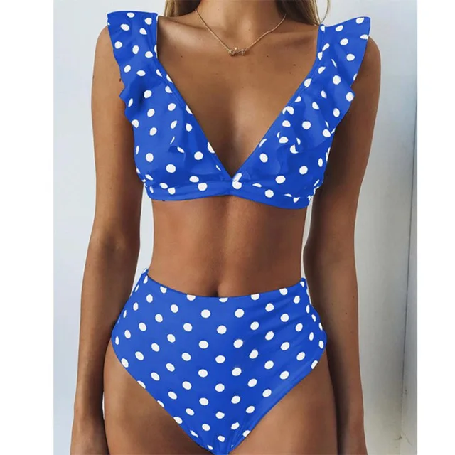 Новинка 2019 сексуальное бикини с высокой талией женский купальник пуш-ап оборками