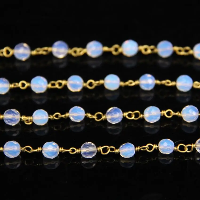 6 мм опаловые бриллиантовые цепи для бисероплетения белые стеклянные бусины с