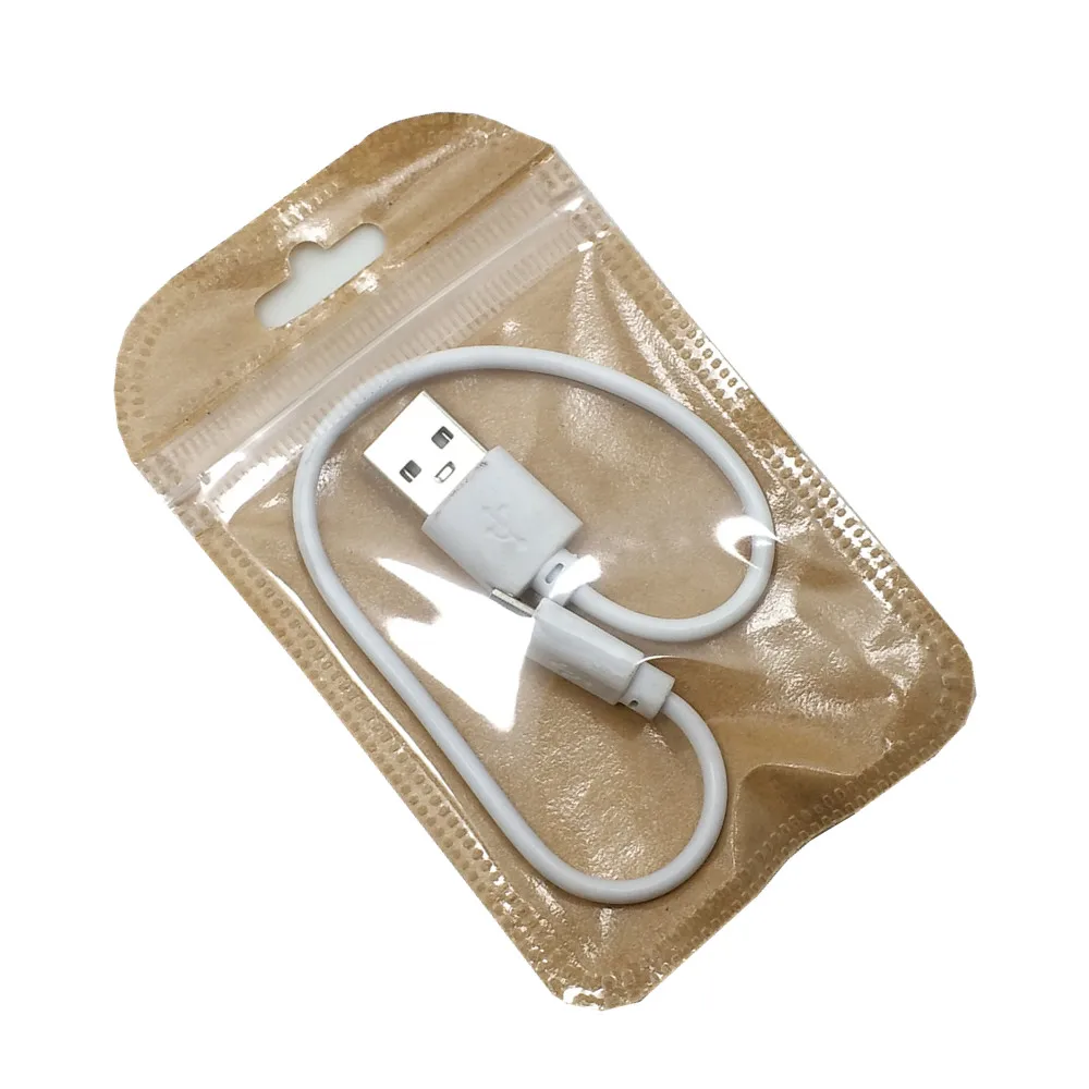 

200Pcs Clear Front Kraft Paper Zip lock Electronics Packaging Bag with Hang Hole DIY Crafts Small Gift Storage Reclosable Pouch
