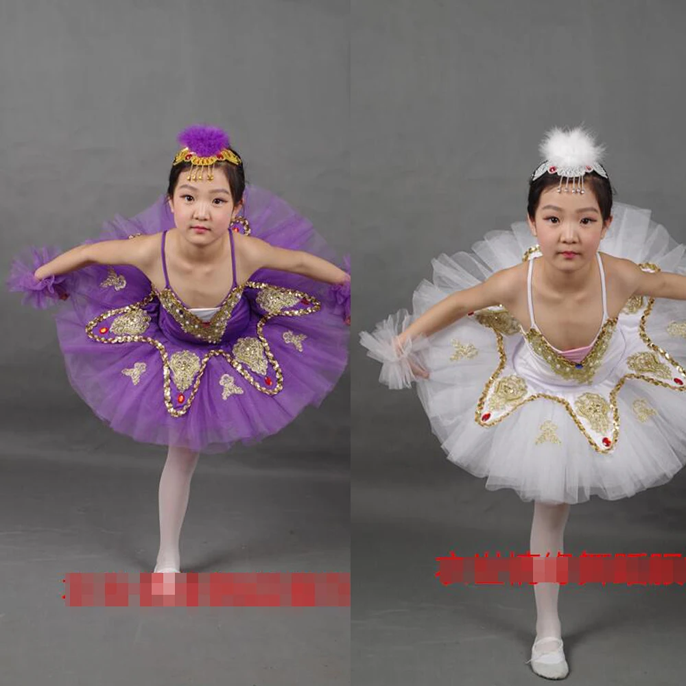 

Girls Professionl Ballet Tutus Child Swan Lake Ballet Costume Ballerina Dress Kids Leorard dancing Pancake tutu Dress Stage wear