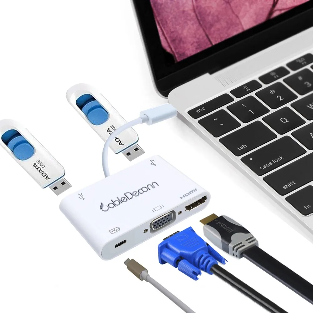 2017 USB C 3 1 type-c к HDMI VGA DisplayPort DP USB3.0X2 USB-C зарядное устройство одновременно