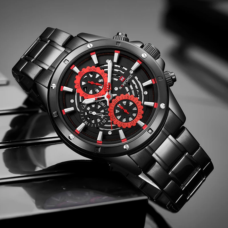 Часы NAVIFORCE мужские спортивные кварцевые полностью стальные