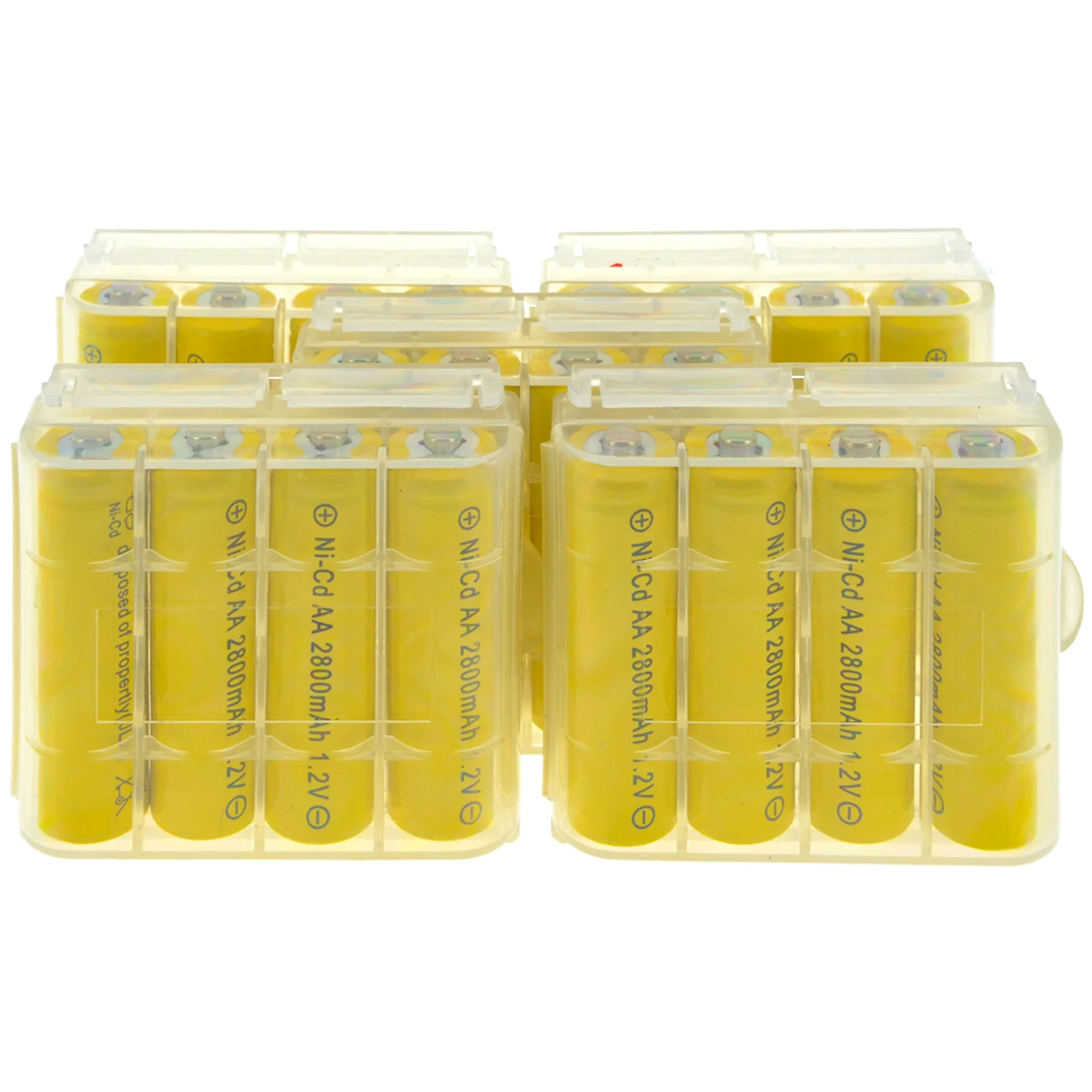20pcs 5xcases 4/8/12/16/20/24 батарейки типа АА-гидридных и никель-кадмиевых типов аккумуляторов 2800 мА/ч, 1,2 v желтый Перезаряжаемые батареи солнечный светильник с лампой Пластик Батарея Чехол держатель - Цвет: 20pcs 5xcases
