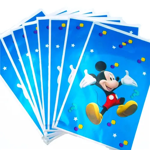 Gift bags 10pcs Микки Маус тема Дети с днем рождения украшение тарелка чашка соломенные салфетки Лут сумки одноразовые столовые приборы вечерние принадлежности - Цвет: Gift bags 10pcs