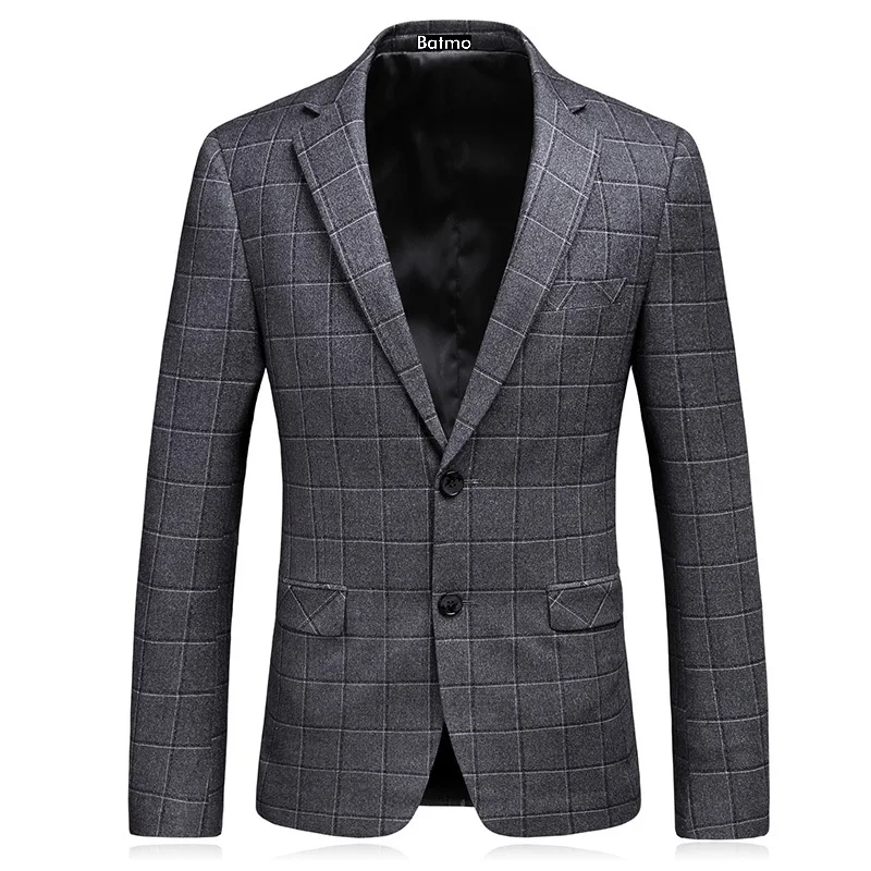 Batmo 2019 Новое поступление высококачественное шерстяное клетчатое серое мужское