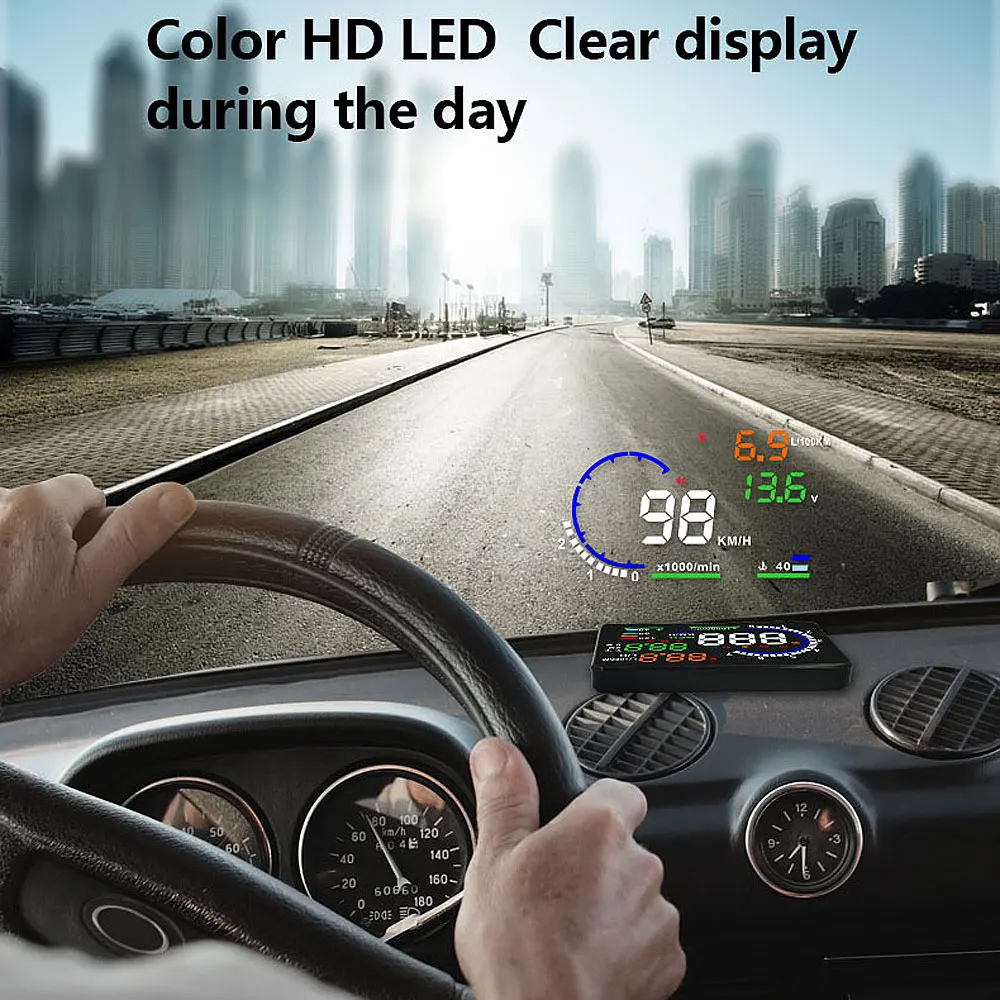 HUD Head Up дисплей скорость сигнализации OBDii Hud Coche цифровой измеритель скорости для