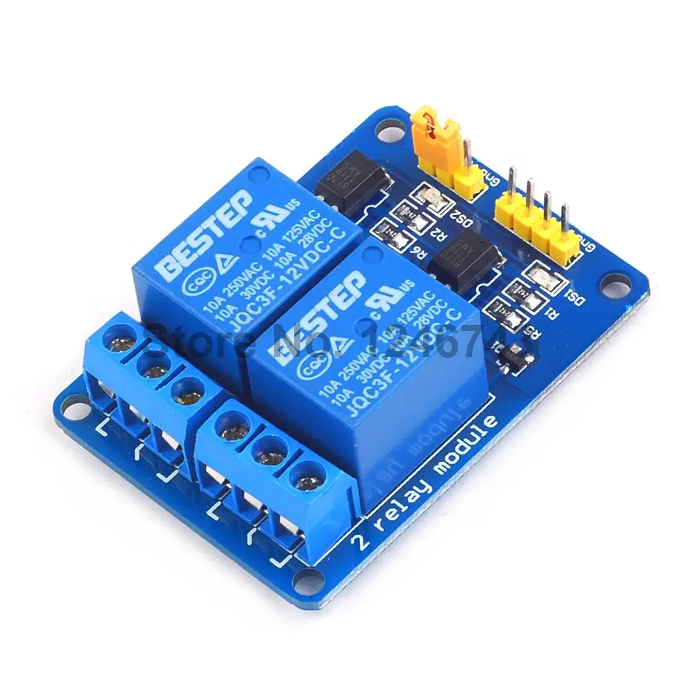 1 шт. 12 В 2 канальный релейный модуль дюйма выход оптрона для Arduino|2channel relay|channel relay12v