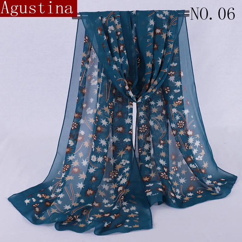 Chiffon scarf Print Soft designer brand ladies scarves shawl wrap luxury long thick high quality women fashion Agustina 2018 |