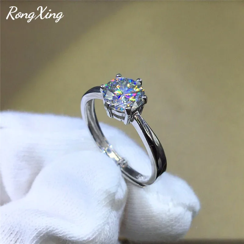 Женское Обручальное Кольцо RongXing обручальное кольцо с Белым Круглым цирконием