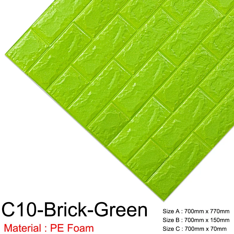 C10-Brick-Green 3D стикер на стену s мраморная кирпичная кожура и самоклеящаяся настенная бумага водонепроницаемый DIY Кухня Ванная домашняя Наклейка на стену виниловая - Цвет: C10-Brick-Green