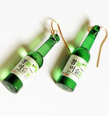 Личность стеклянные пивные бутылки крюк ювелирные изделия женщины oorbellen букле